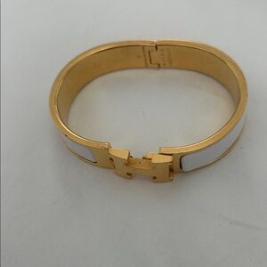 Hermes Gold and White Bracelet
